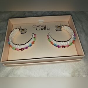 NWT Camila Coelho Colorful Beaded Hoop Earrings